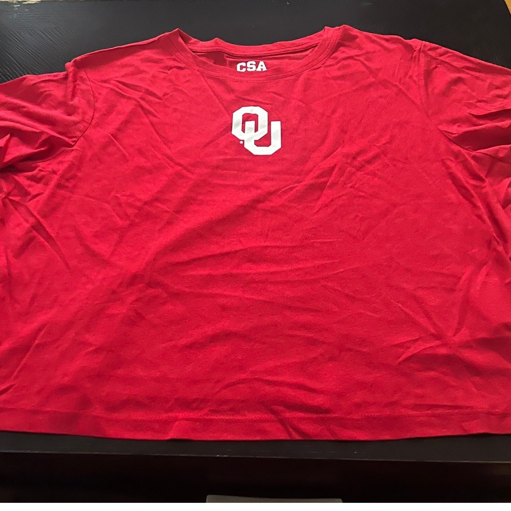 CSA Oklahoma Sooners OU Red Cropped T-Shirt Womens 2XL Short Sleeve Game Day Tee